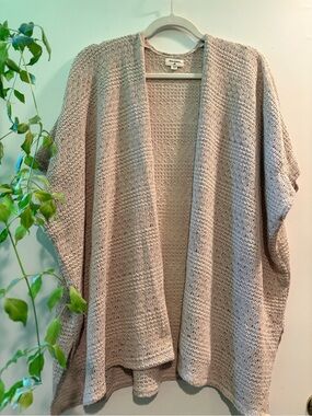 Cost Plus World Market Cream Open Knit Poncho